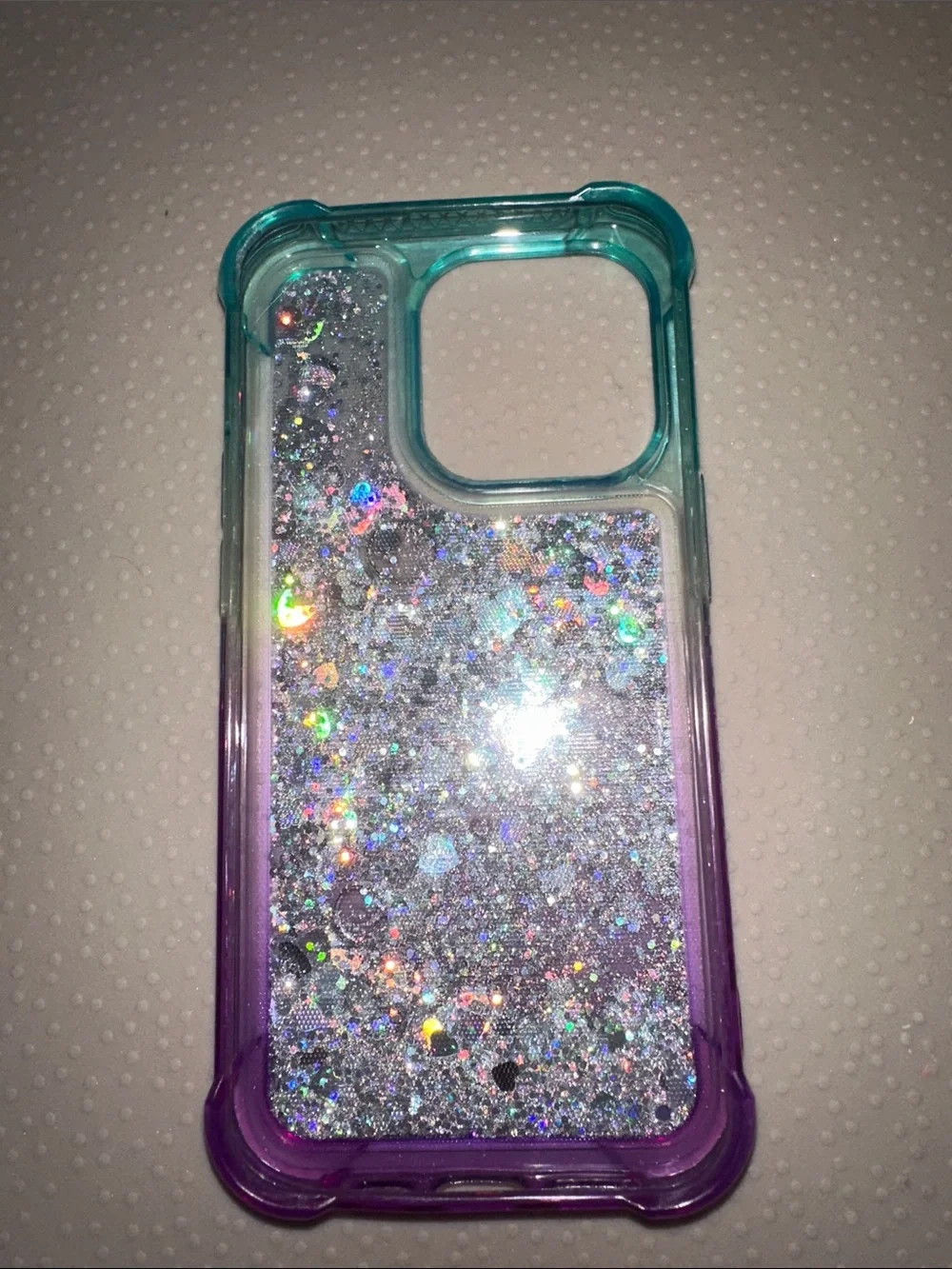 Glitter Purple & Teal Liquid Glitter iPhone 14 Pro Case